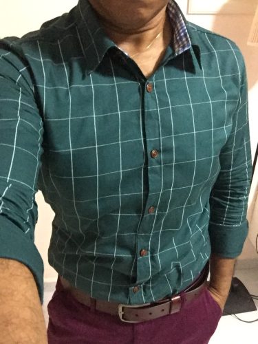 Checkered Slim Fit Long Sleeve Plain Shirt photo review