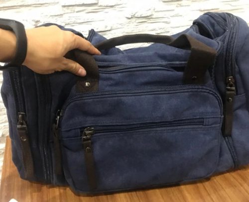 Leather Duffle Bag Carry On Luggage Weekend Canvas Travel Bag photo review