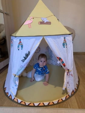 Kids Play Tent Toddler Teepee Portable Children Castle With Flag photo review