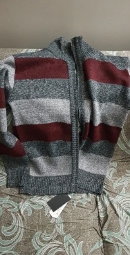 Mens Cardigan Sweater Thick Striped Zip Sweater photo review