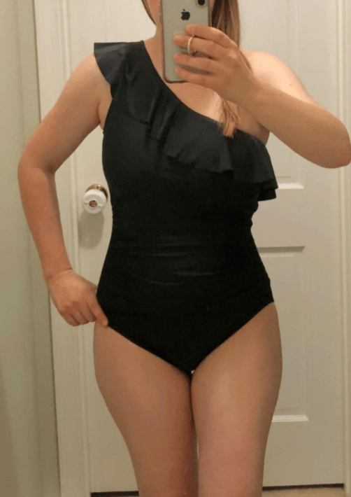 Women's Bathing Suits One-Shoulder Cute Ruffle Monokinis photo review