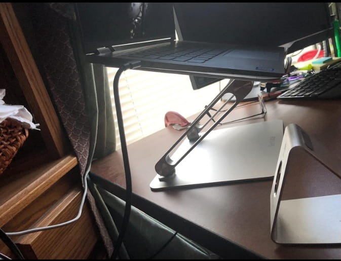 Laptop Table Adjustable Laptop Riser For Desk With Heat-Vent photo review