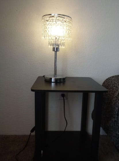 Nightstand Lamps Silver Crystal Bedside Lamp With Elegant Shade photo review